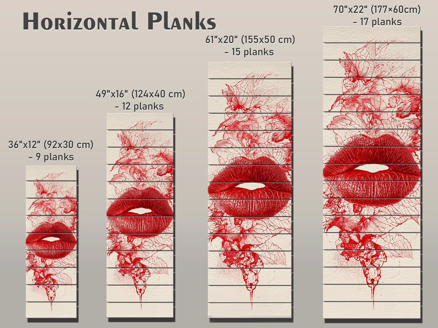 Red Lips Wall Art – Romantic Wall Decor | Modern Passion Art On Wood
