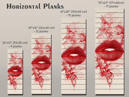 Red Lips Wall Art – Romantic Wall Decor | Modern Passion Art On Wood