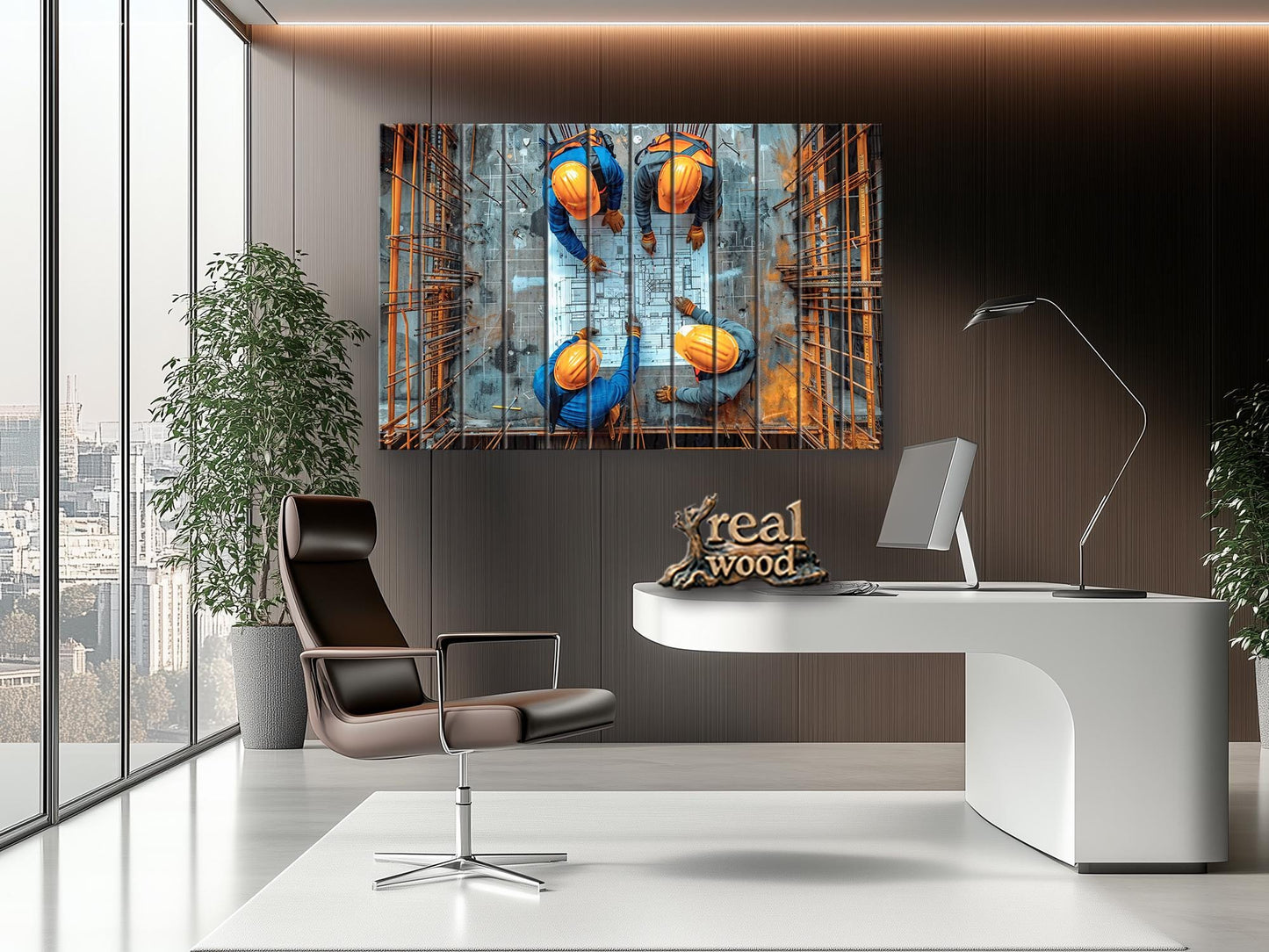 Architect Wood Wall Art – Natural Wood Wall Decor | Builder Gift Idea On Wood