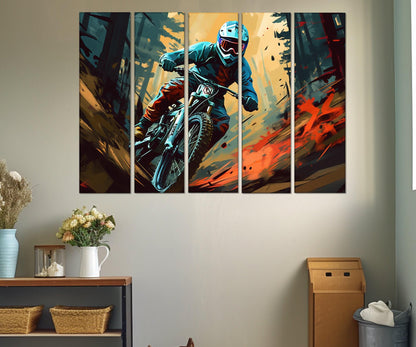Motocross Wall Art – Framed Canvas Print | Dirt Bike Poster, Pop Art Decor