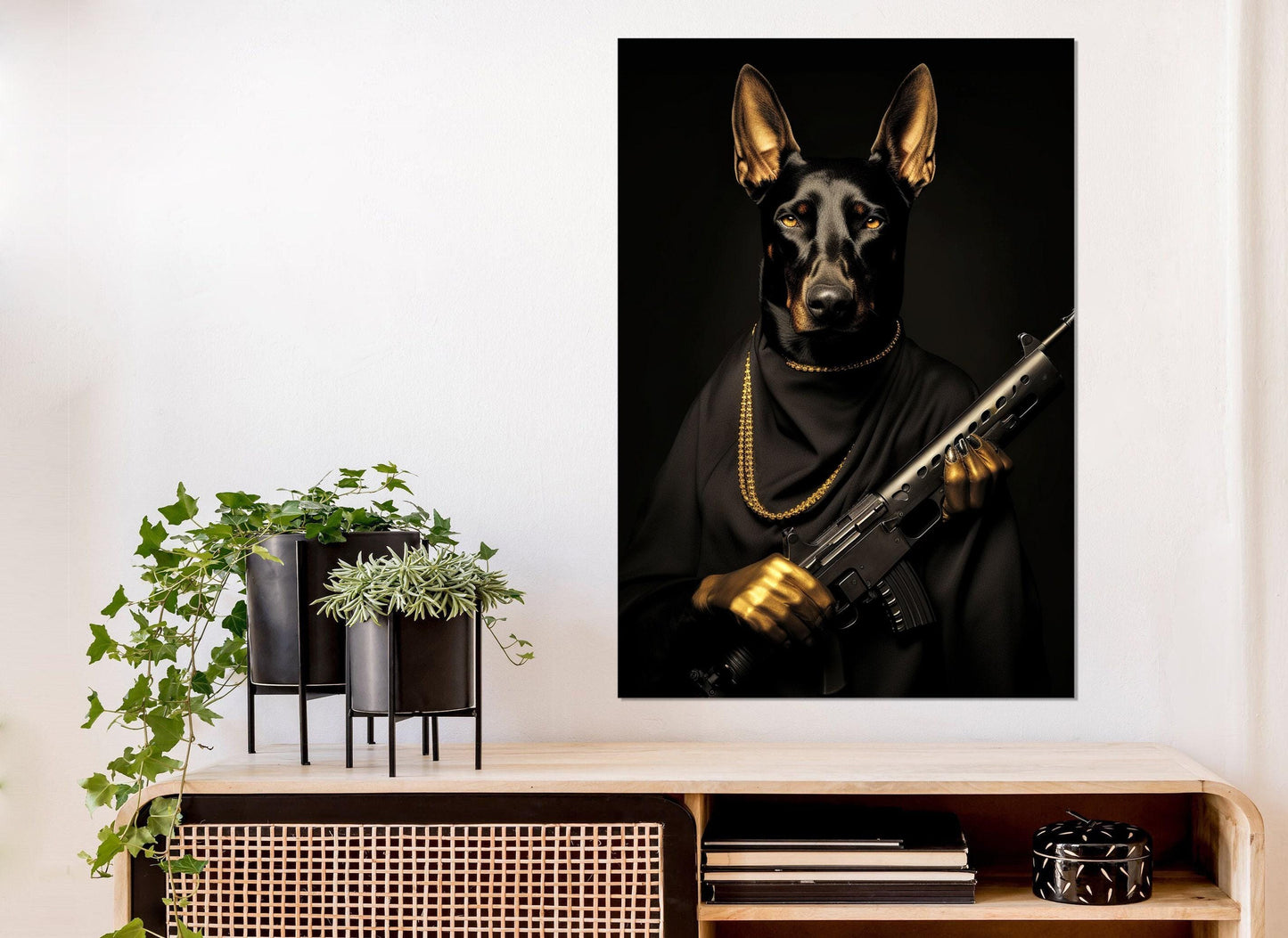 Doberman Canvas Print - Abstract Dog Art | Framed Cotton Canvas, Ready to Hang
