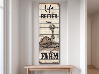 Rustic Wood Wall Art – Life On The Farm Sign | Cozy Country Wall Decor