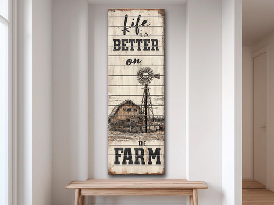 Rustic Wood Wall Art – Life On The Farm Sign | Cozy Country Wall Decor