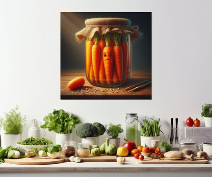 Kitchen Wall Decor – Funny Kitchen Print Pickled Vegetables Art Framed Canvas Print