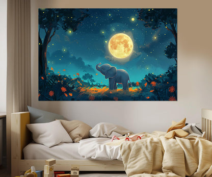 Elephant Nursery Wall Art – Small Elephant Canvas Print | Framed Forest Animal Decor