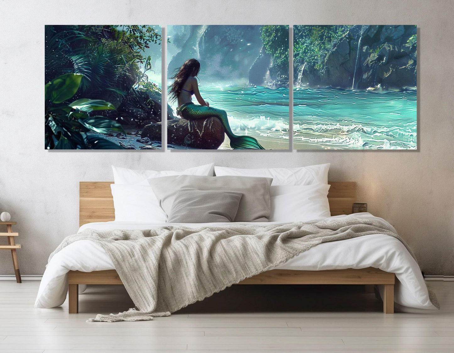 Mermaid Canvas Print - Scenic Sea Wall Art | Framed Gallery Wrapped Cotton Canvas