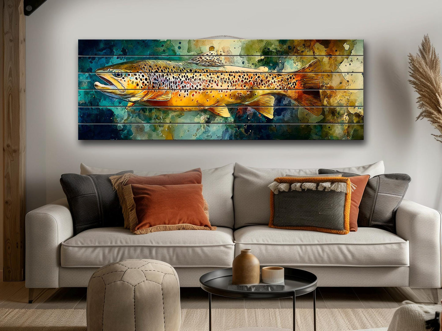 Brown Trout Wood Print - Rustic Fishing Wall Art | Handcrafted Linden Wood Artwork
