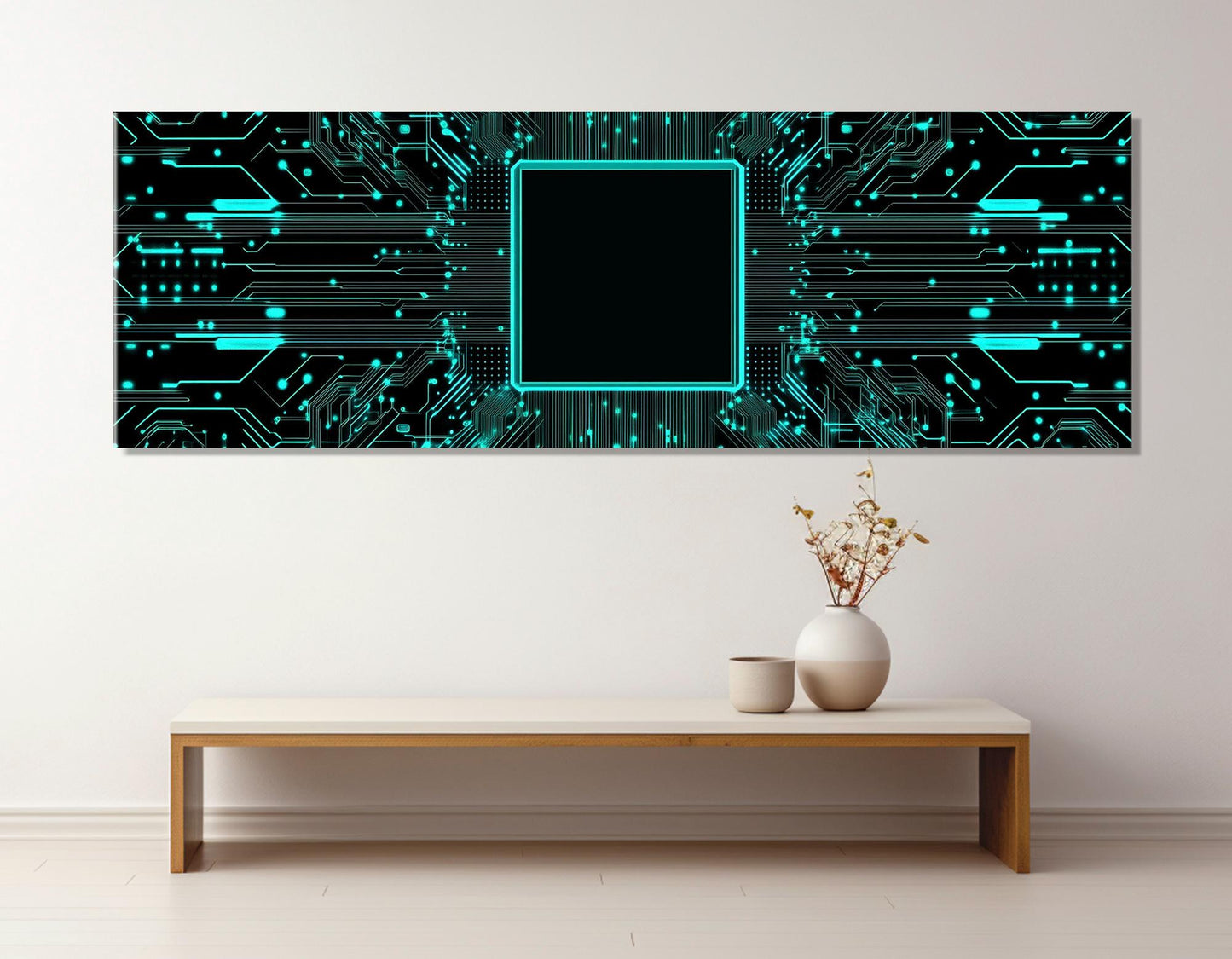 Minimalist Microcircuit Canvas – Abstract Tech Poster | High Quality Cotton Canvas Art