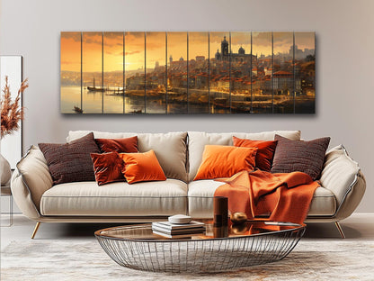 Vintage Porto Print on Natural Wood – Portugal Wall Art