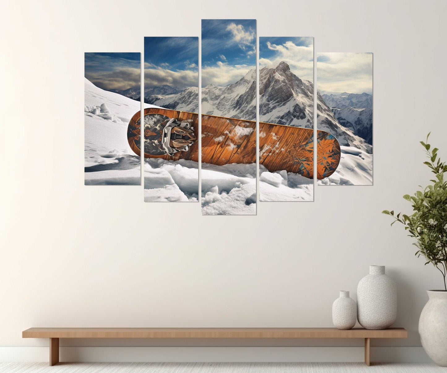Snowboard Canvas Print – Abstract Snowboarding Wall Art | Ready to Hang Framed Canvas