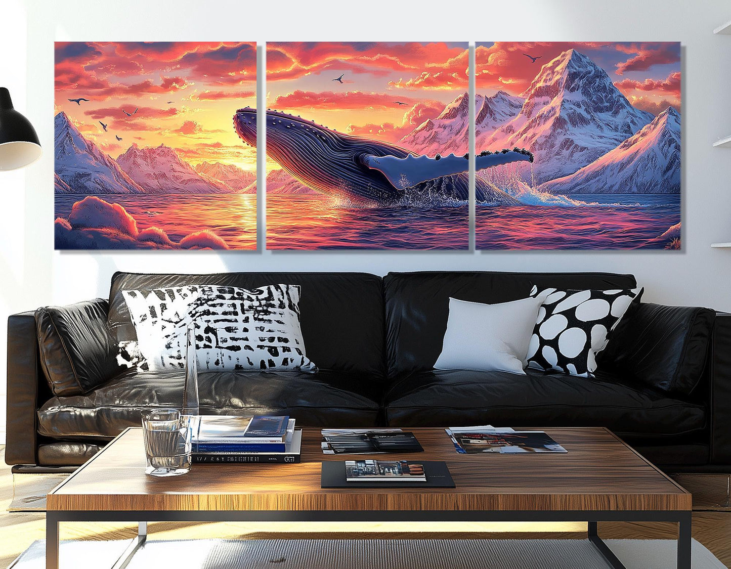 Humpback Whale Canvas | Large Abstract Whale Wall Art - Ready to Hang Print