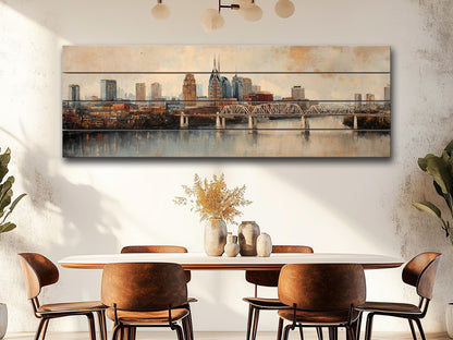 Salt Lake City Wood Print – Panoramic Cityscape on Distressed Rustic Wood Art