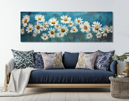 Daisy Canvas Print – White Daisy Painting Floral Wall Art | Ready to Hang