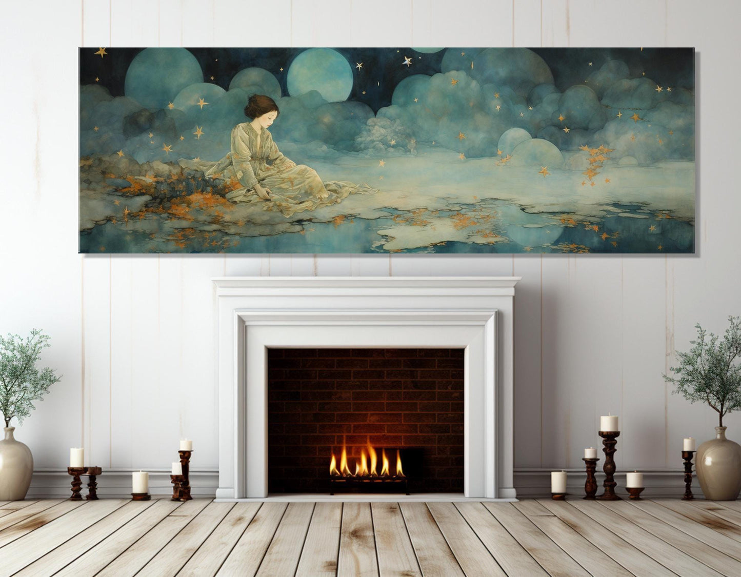 Abstract Dreaming Wall Art - Fairytale Dreamer Painting Canvas Print, Ready to Hang