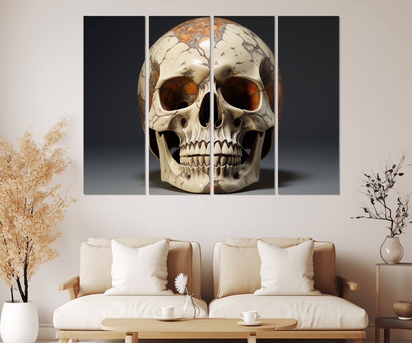 Skull Canvas Print – Gothic Wall Art | Vintage Skull Painting, Ready to Hang