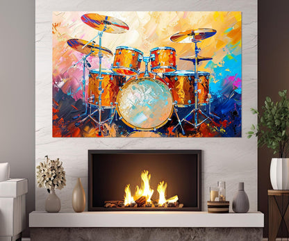Drums Canvas Art - Watercolor Drum Painting | Framed Drum Canvas Ready to Hang