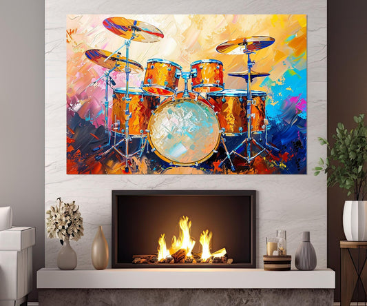 Drums Canvas Art - Watercolor Drum Painting | Framed Drum Canvas Ready to Hang