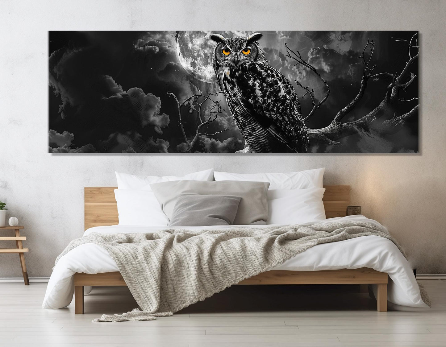 Owl Canvas Print – Large Abstract Owl Wall Art | Framed Ready to Hang