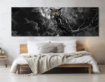 Owl Canvas Print – Large Abstract Owl Wall Art | Framed Ready to Hang