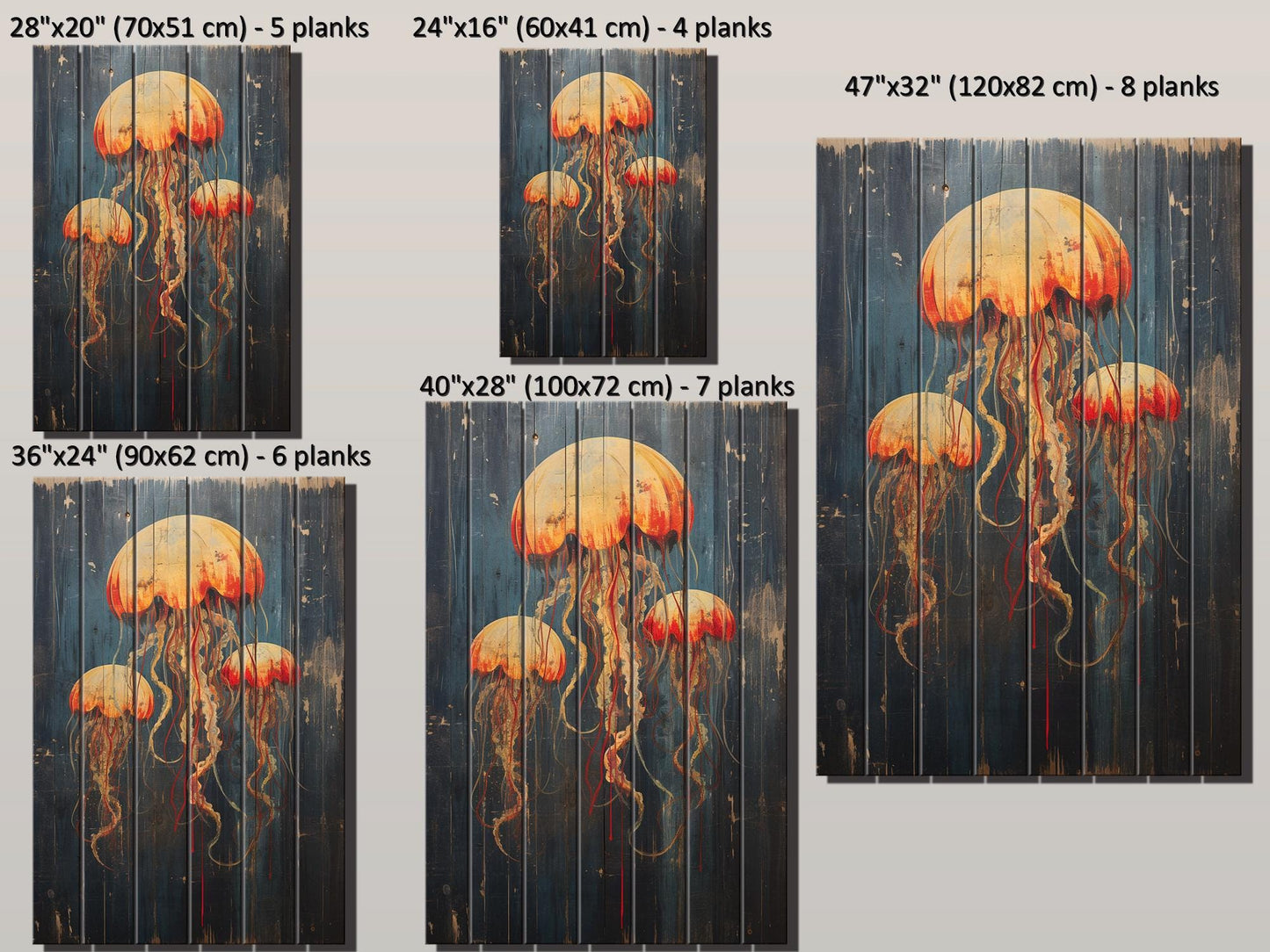 Jellyfish Wall Art – Rustic Wood Decor | Unique Natural Wood Print