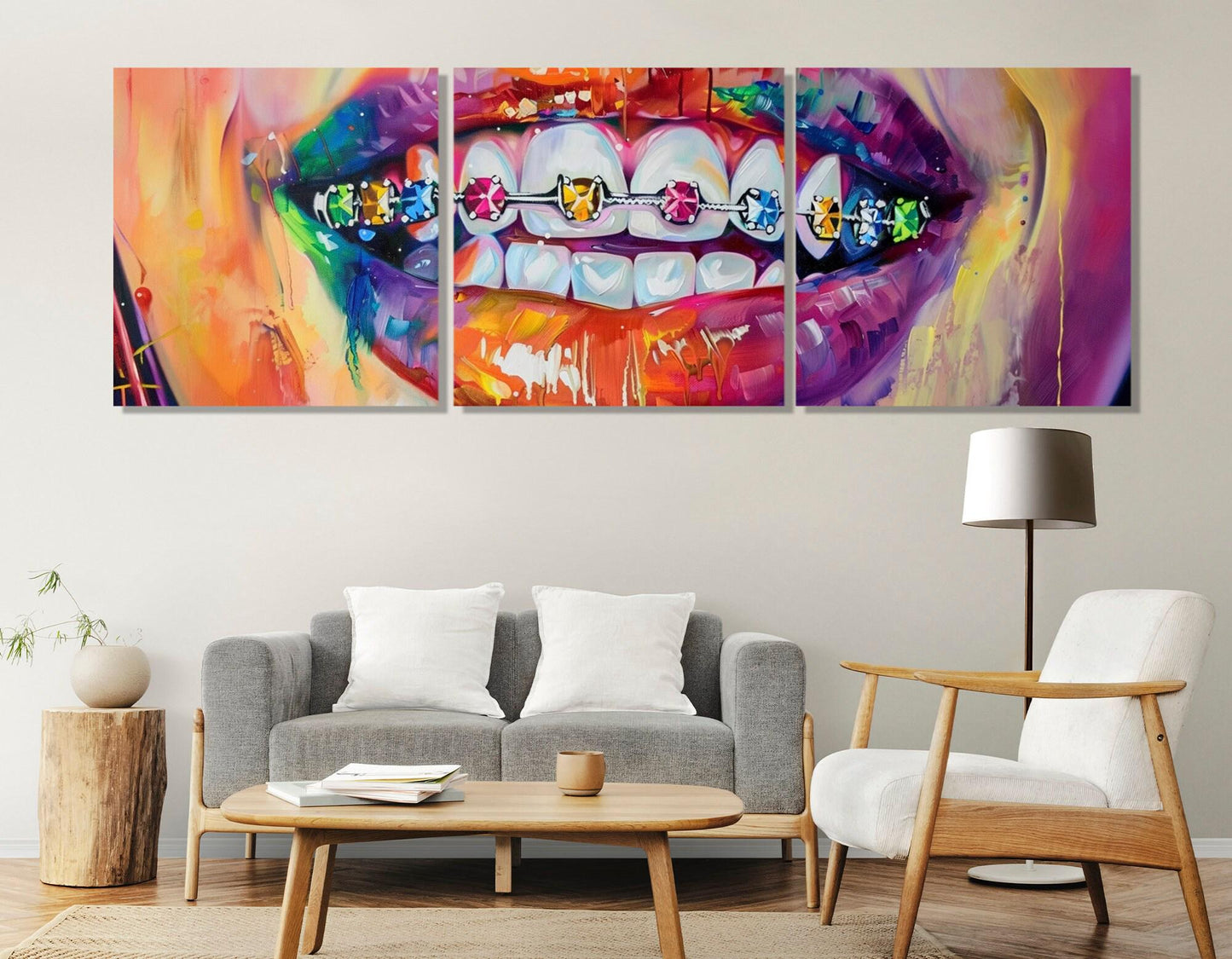 Abstract Braces Canvas – Framed Gallery Wrapped Art | Ready to Hang Orthodontist Wall Decor
