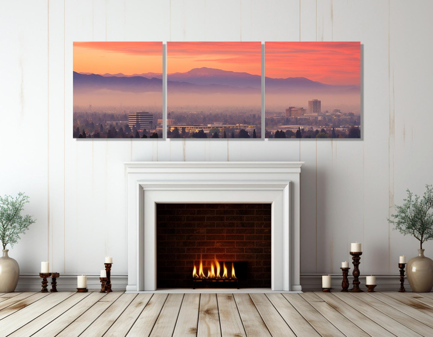 Fresno Sunset Canvas Print – Abstract Cityscape, Framed & Ready to Hang