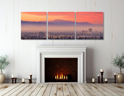 Fresno Sunset Canvas Print – Abstract Cityscape, Framed & Ready to Hang
