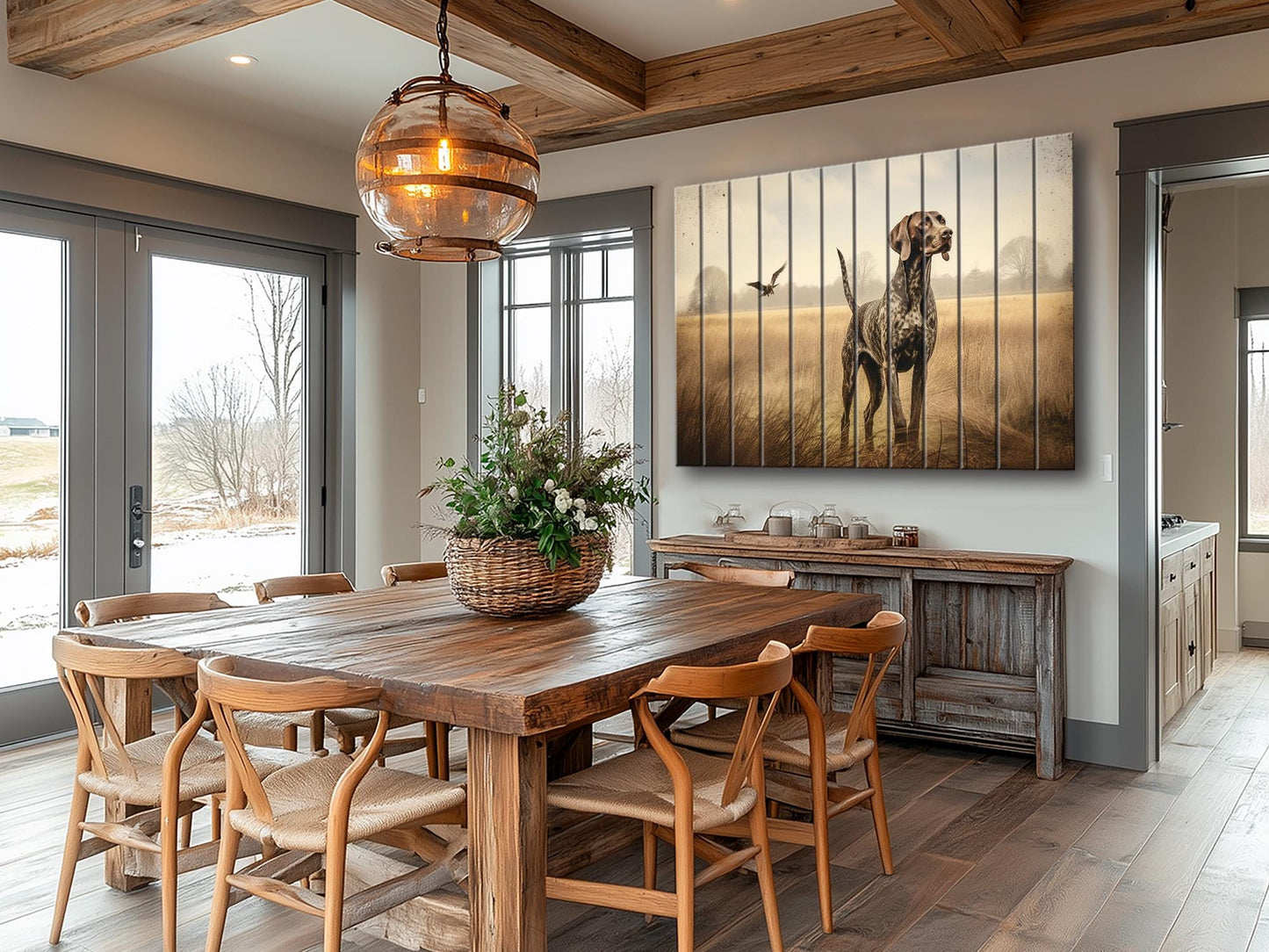 Rustic Wood Wall Art – German Shorthaired Pointer Hunting Dog Poster on Natural Wood