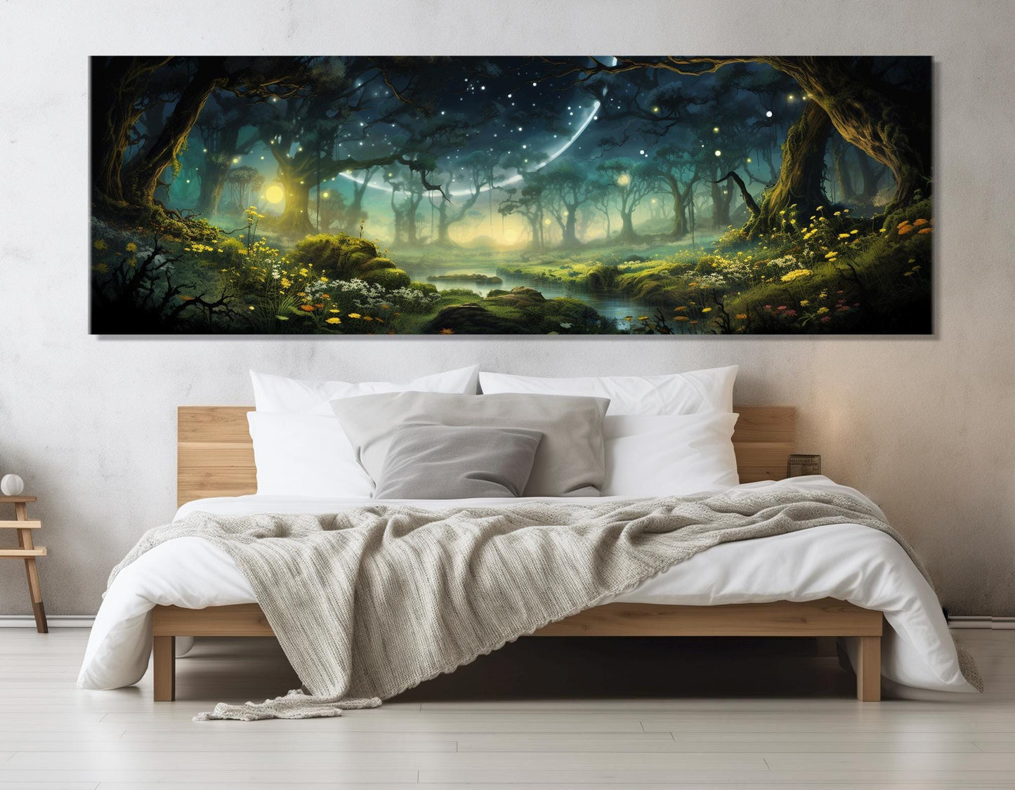 Fantasy Forest Canvas Print – Fireflies Wall Art | Gallery Wrapped Cotton Canvas
