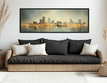 Milwaukee Skyline Canvas Abstract City Art – Framed Canvas Print, Ready to Hang