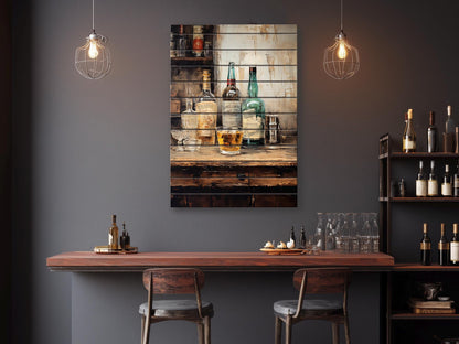 Rustic Bar Print on Natural Wood – Bar Wall Art