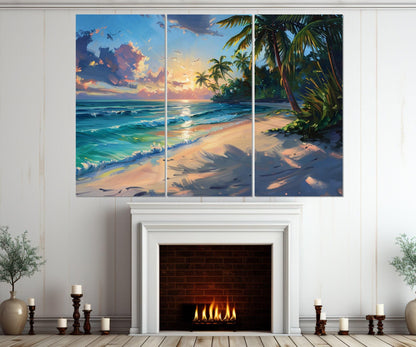Ocean Beach Wall Art – Scenic Beach Canvas Print | Tropical Painting, Ready to Hang