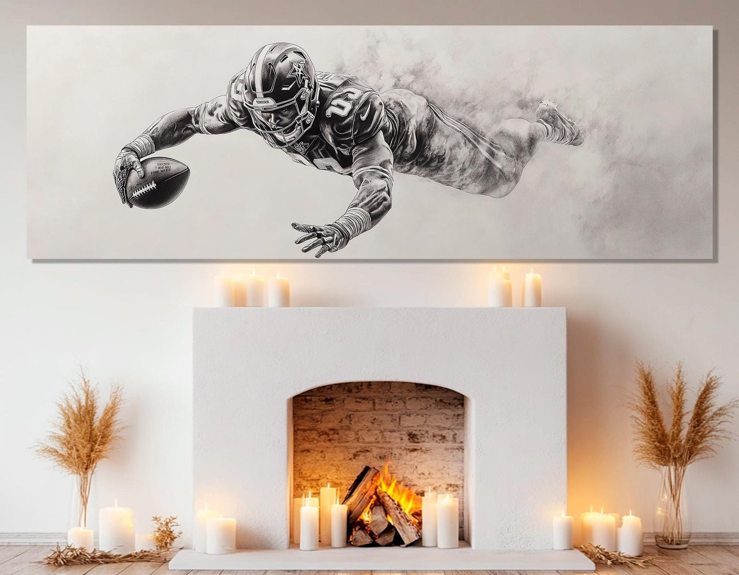 Touchdown Canvas Print, Football Wall Art, Man Cave Wall Decor, Framed & Ready to Hang
