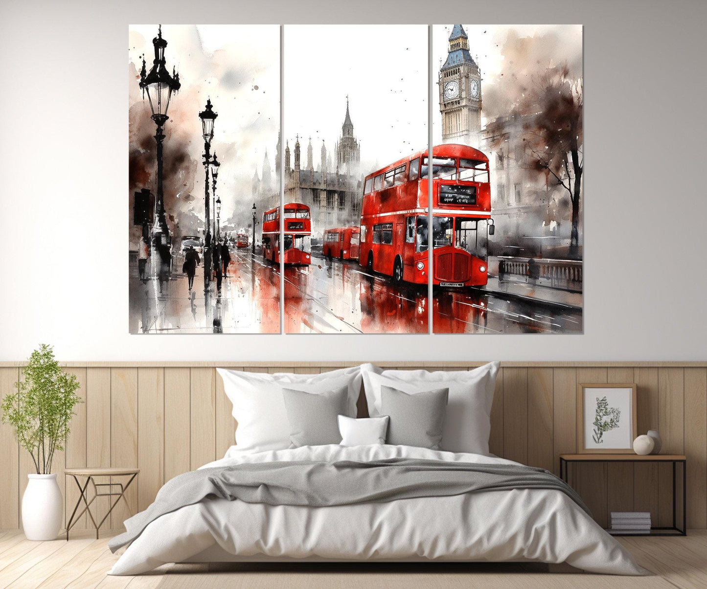 London Bus Canvas Print – Black and White London Wall Art | Framed, Ready to Hang