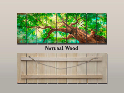 Wood Wall Art – Majestic Tree Painting on Natural Wood Print | Rustic Forest Decor