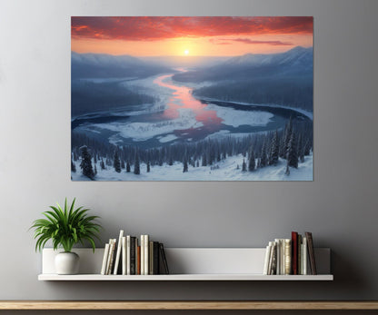Yellowstone Park Canvas Print – Scenic Winter Yellowstone Sunset Art, Ready to Hang