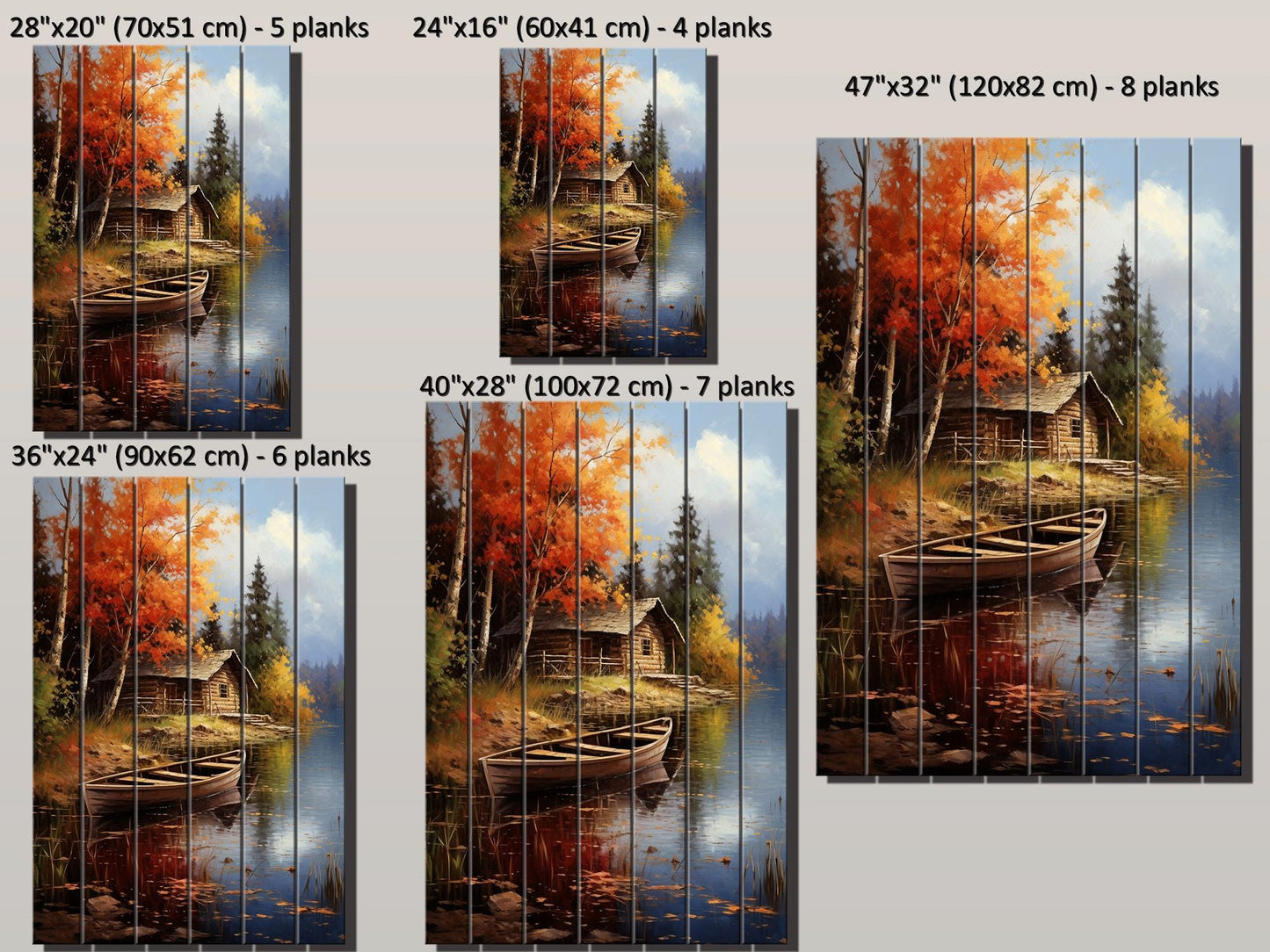 Rustic Cabin Wall Art – Autumn Landscape Print on Wood | Farmhouse Wall Decor