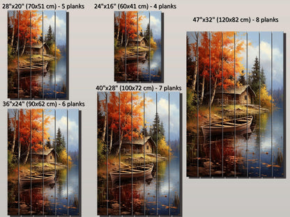Rustic Cabin Wall Art – Autumn Landscape Print on Wood | Farmhouse Wall Decor