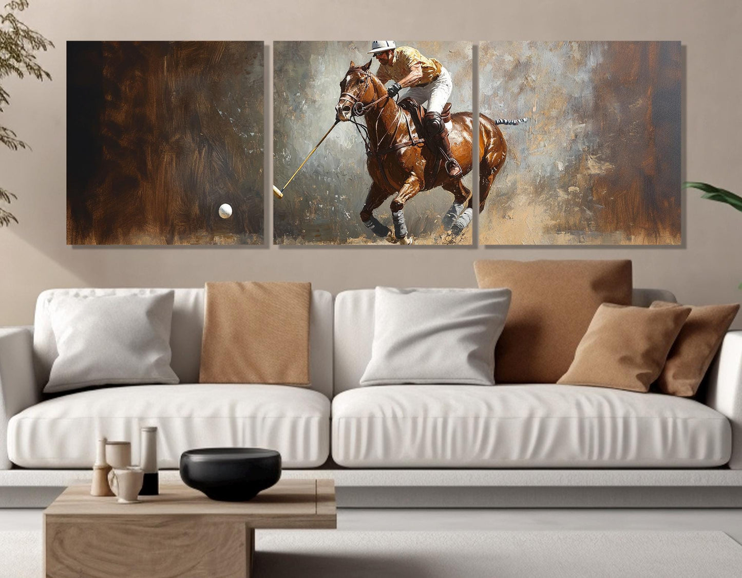 Polo Wall Art - Abstract Polo Print on Cotton Canvas, Framed & Ready to Hang