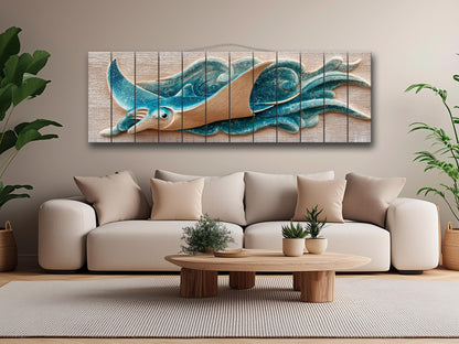 Manta Ray Wood Print – Coastal Wall Art With Rustic Nautical Decor
