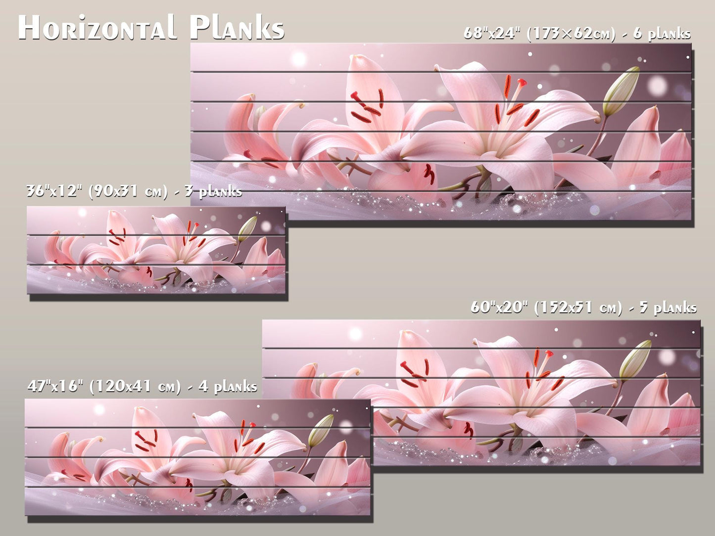 Pink Lily Wall Art Print on Wood