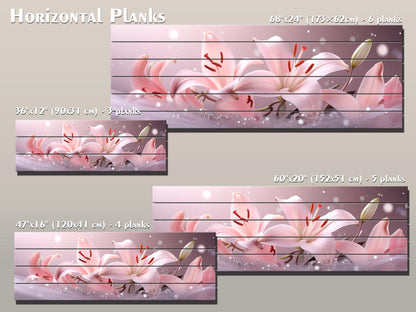 Pink Lily Wall Art Print on Wood