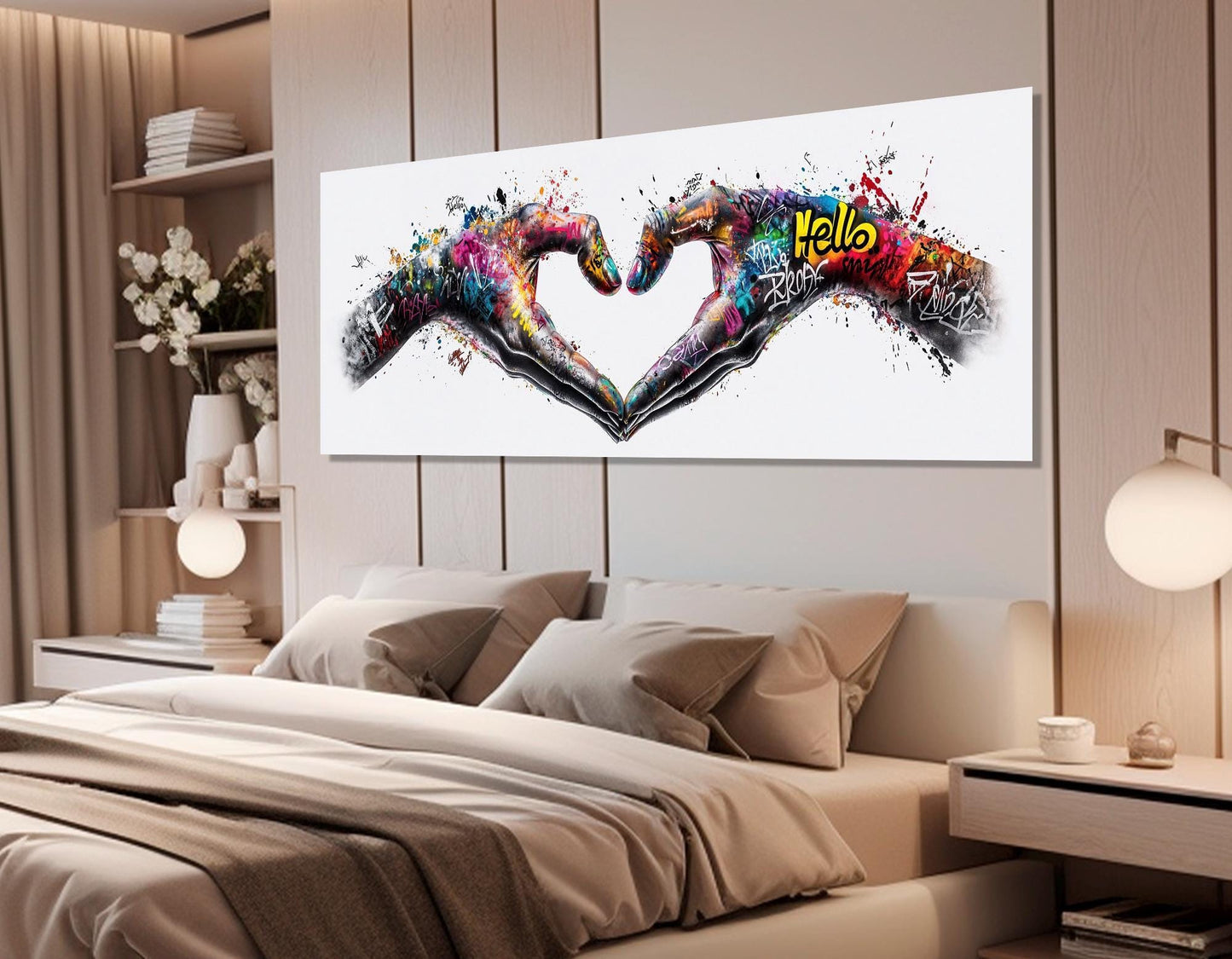 Abstract Heart Canvas Print – Graffiti Style Art, Love & Peace Wall Decor, Ready to Hang