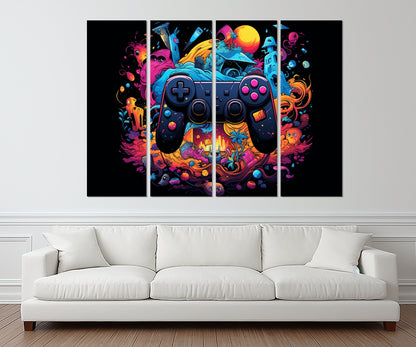 Gaming Wall Art - Abstract Gamepad Canvas Print | Ready to Hang Gamer Gift