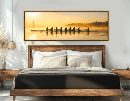 Rowing Wall Art – Large Rowers Sunset Canvas | Framed Canvas Print Ready to Hang