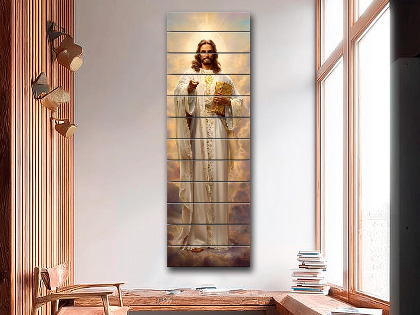 Jesus Christ Wall Art – Sacred Wood Print | Christian Wall Decor on Linden Wood