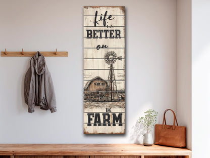 Rustic Wood Wall Art – Life On The Farm Sign | Cozy Country Wall Decor
