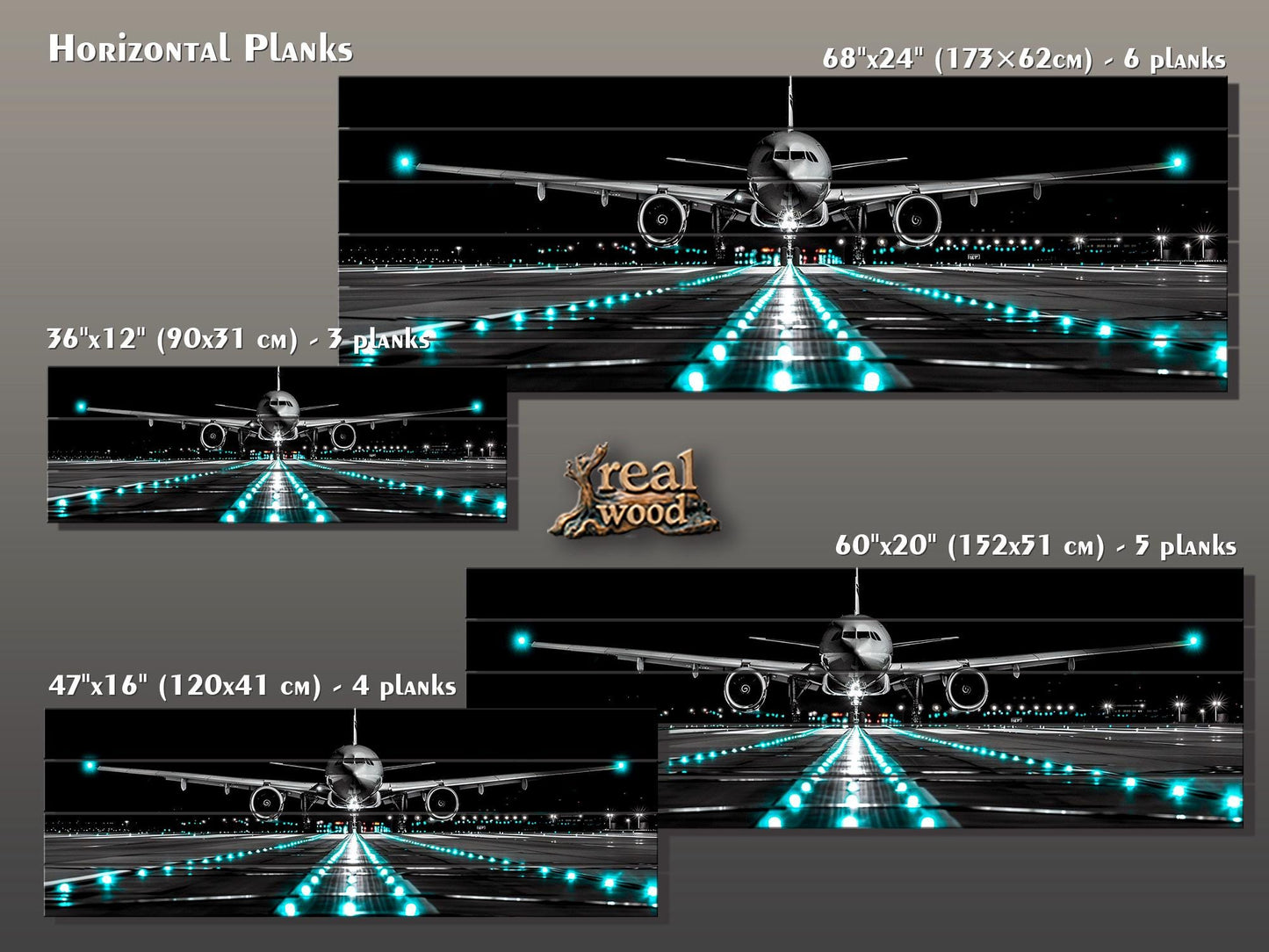 Wooden Wall Art – Scenic Airplane Wall Decor | Plane Panoramic Print on Wood