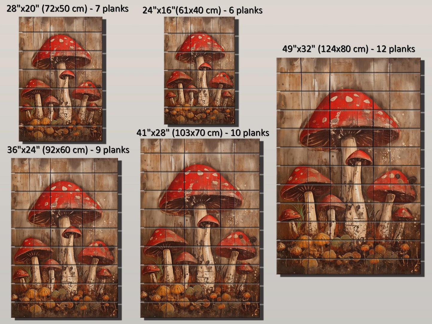 Rustic Mushroom Wall Art – Natural Wood Print | Forest Garden Decor