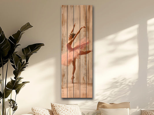 Ballerina Print on Natural Wood, Rustic Ballerina Painting, Ballet Wall Art, Ballet School Wall Decor, Ballet Teacher Gift, Ballerina Gift